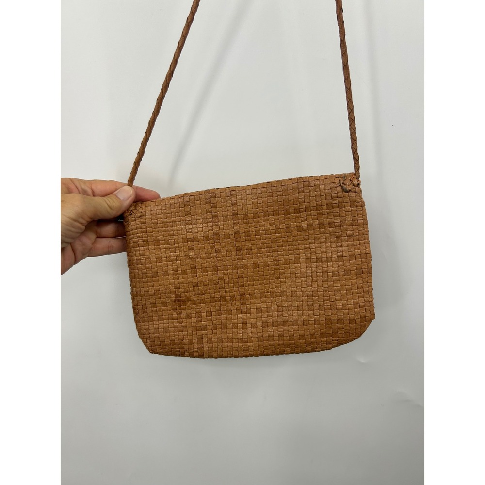 Dragon Diffusion Woven Leather Crossbody Bag Tan Brown Hand Made in Madras